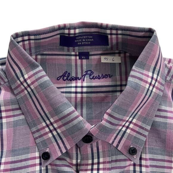 Alan Fusser Purple Plaid Chest Pocket Button Down Shirt Men Size XL NWOT | 55-6 - Picture 4 of 6
